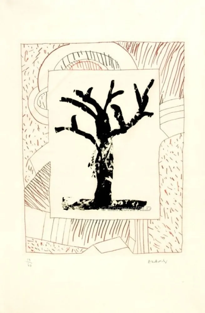 Ets En Aquatint Alechinsky - ARBRE CENTRAL, AU ROUGE