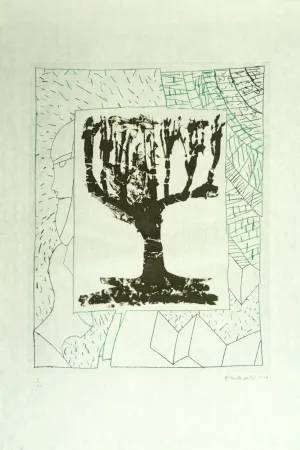 Gravure Alechinsky - Arbre central, au vert 
