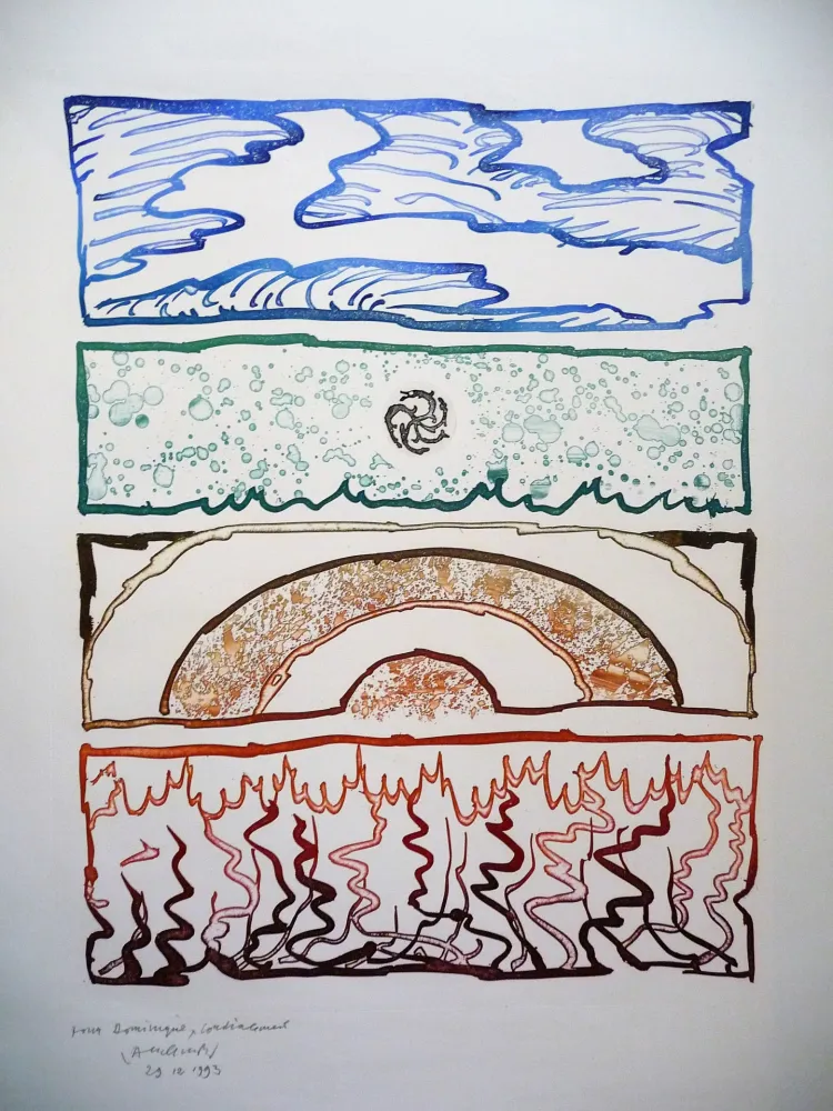 Lithografie Alechinsky - Les quatre élements 