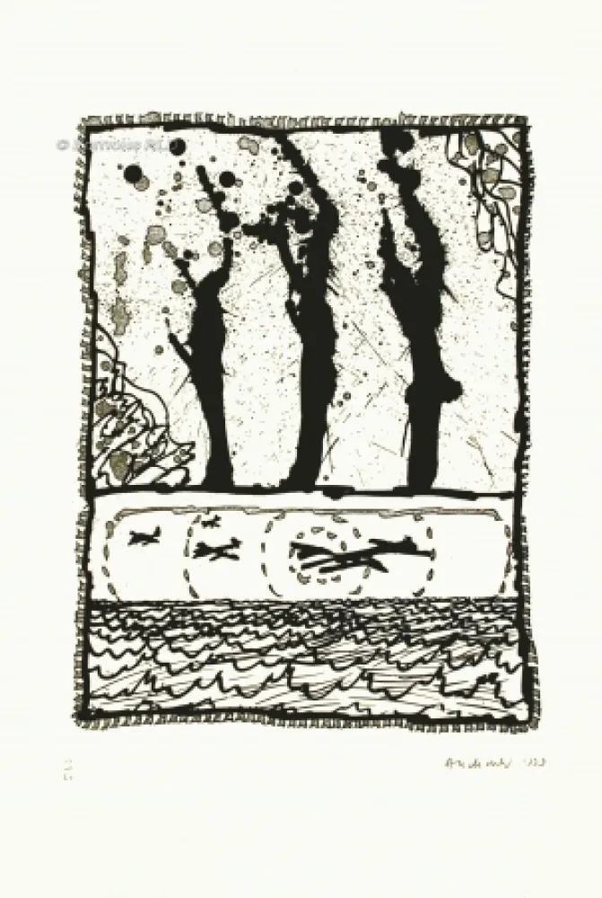 Ets En Aquatint Alechinsky - Les trois coups