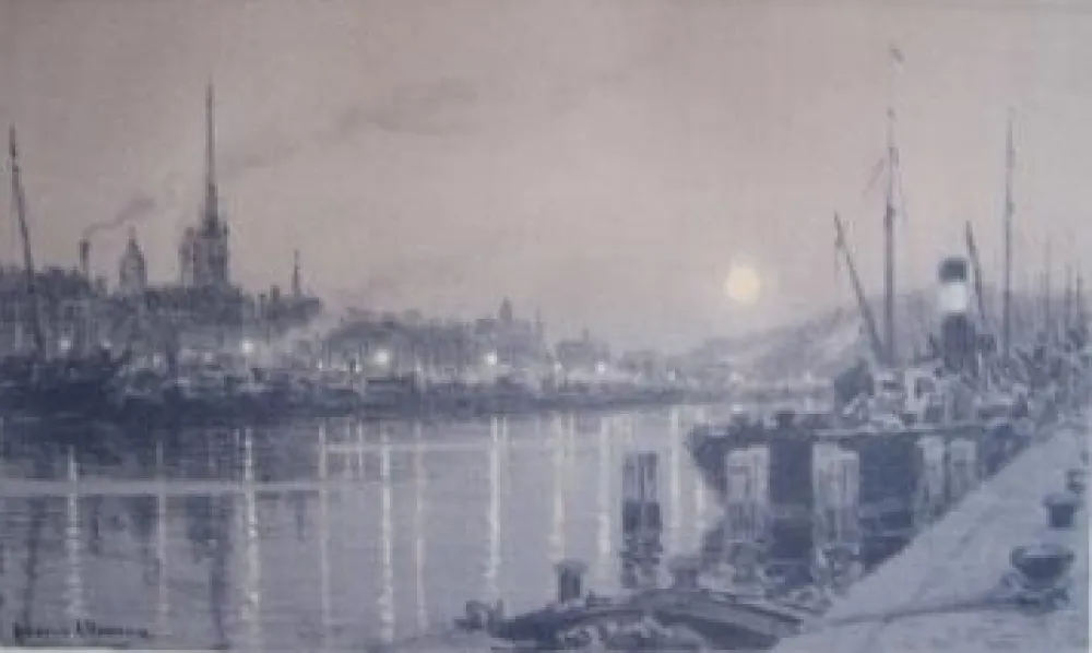 Lithografie Alleaume - Le port de Rouen