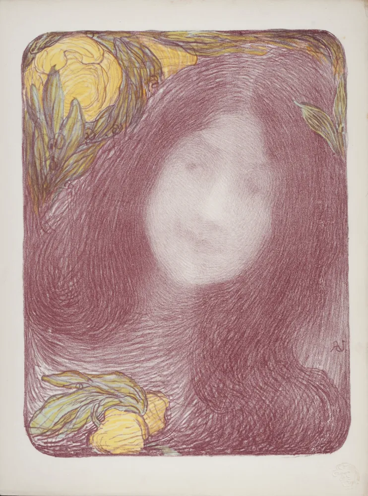 Lithografie Aman-Jean - Sous les Fleurs, 1897