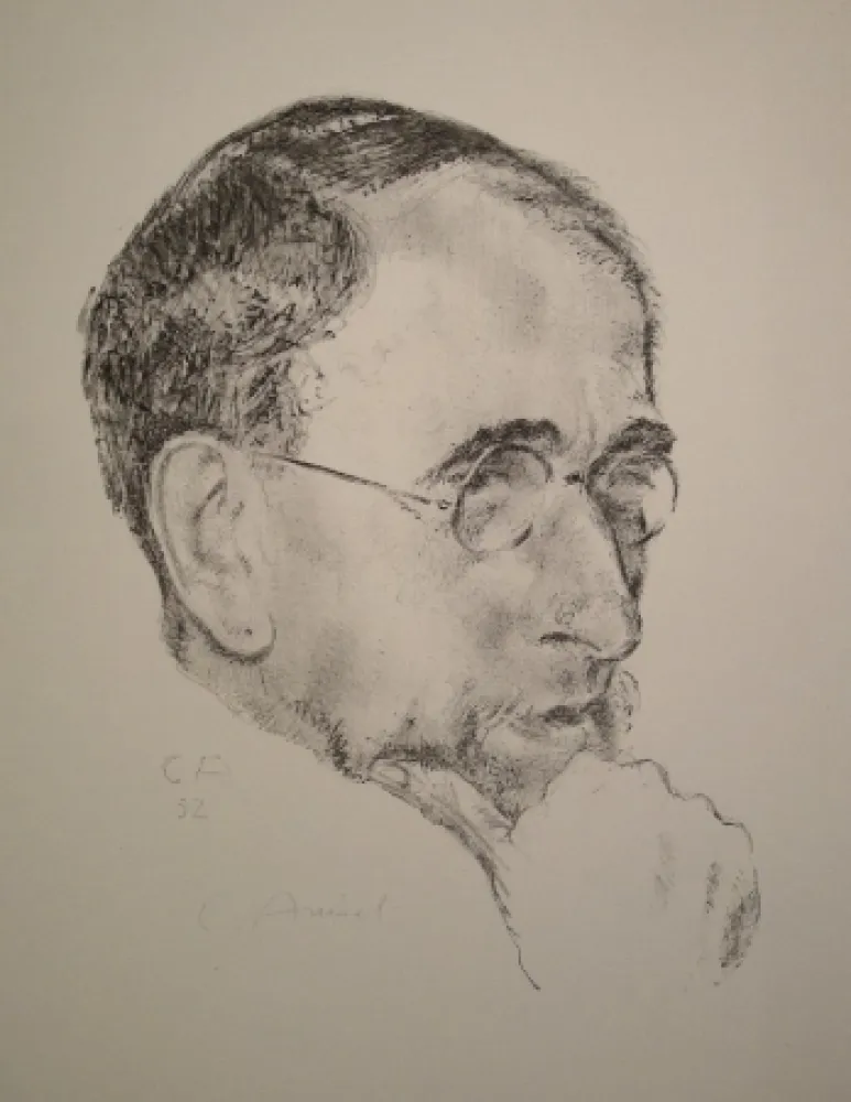 Lithografie Amiet - Bildnis Ernst Kreidolf in Dreiviertelansicht