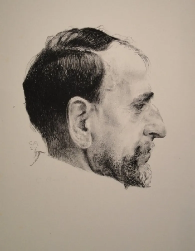 Lithografie Amiet - Bildnis Erst Kreidolf im Profil