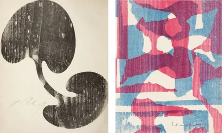 Houtsnede Arp - Siamesisches Blatt : ONZE PEINTRES VUS PAR ARP. 1949. Deluxe.