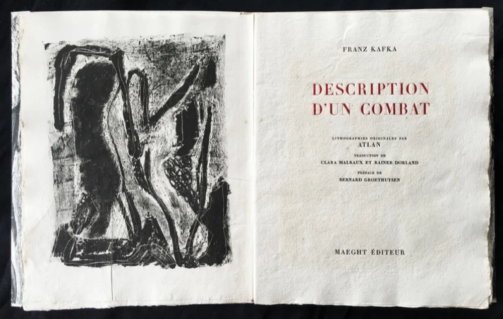 Geïllustreerd Boek Atlan - F. Kafka. DESCRIPTION D'UN COMBAT. Lithographies originales d'Atlan (1946)