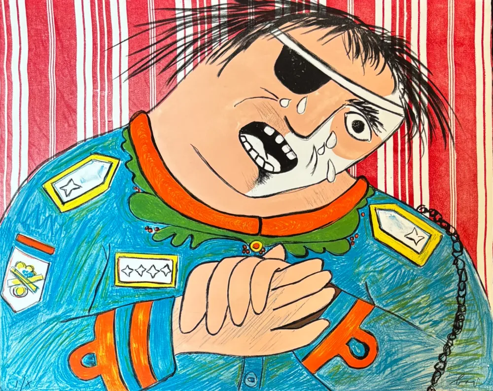 Lithografie Baj - Enrico Baj (1924–2003) – Dayan – Color lithograph on paper – 1965