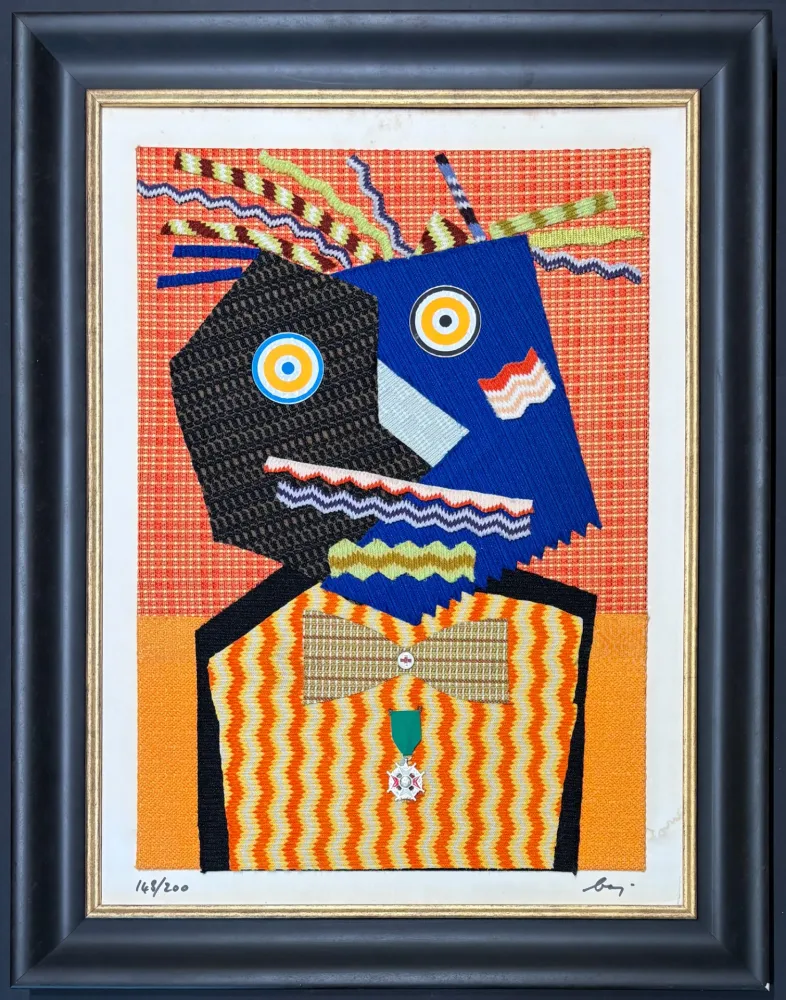 Multiple Baj - Enrico Baj (1924–2003) – MISTER DUPONT DE NEMOURS – Fabrics and collage on board – 1969
