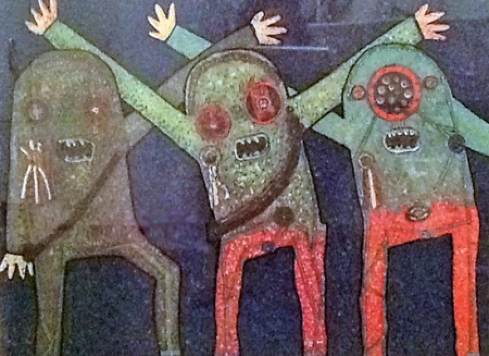 Lithografie Baj - Riunione della CIA nel bosco