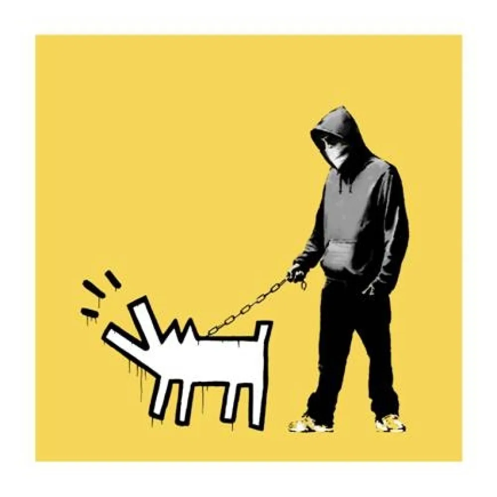 Zeefdruk Banksy - Choose Your Weapon - Soft Yellow