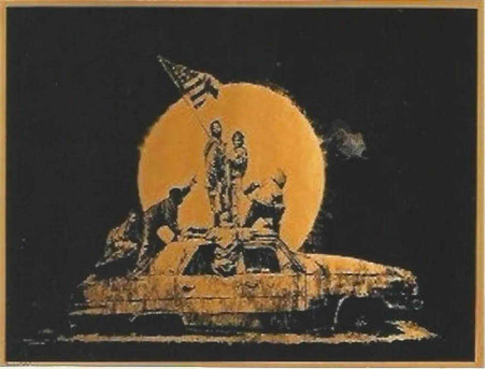 Zeefdruk Banksy - Gold Flag 