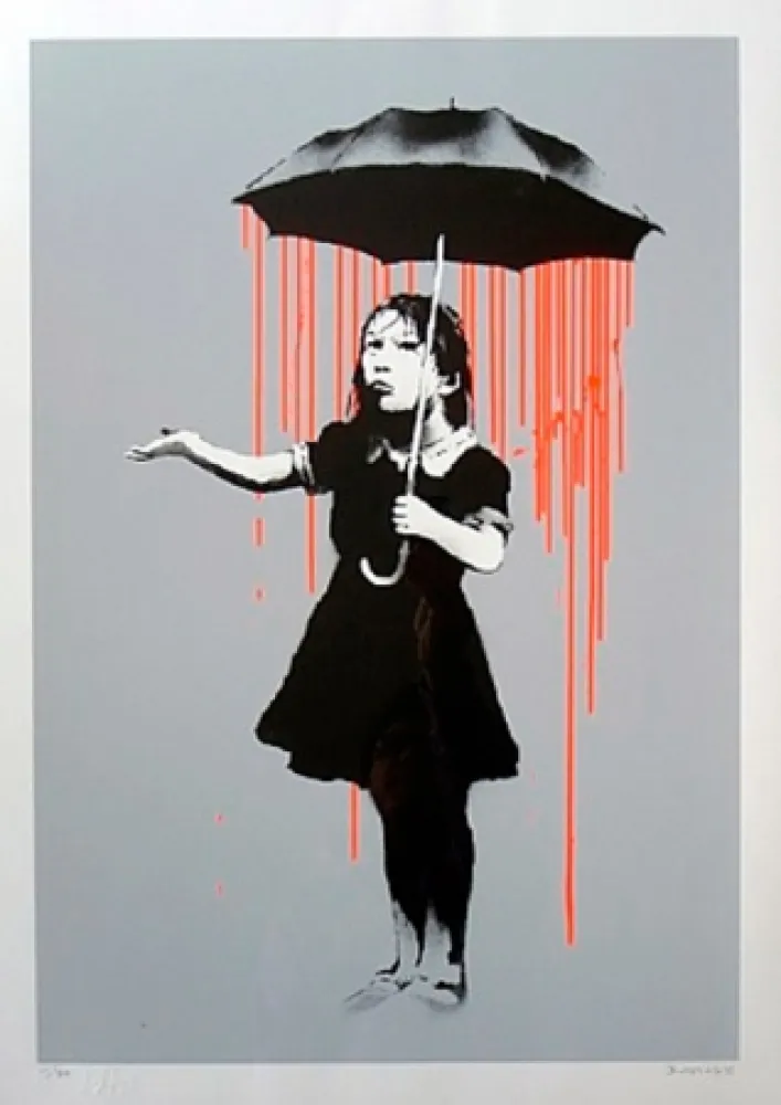 Zeefdruk Banksy - Nola (Orange Rain)