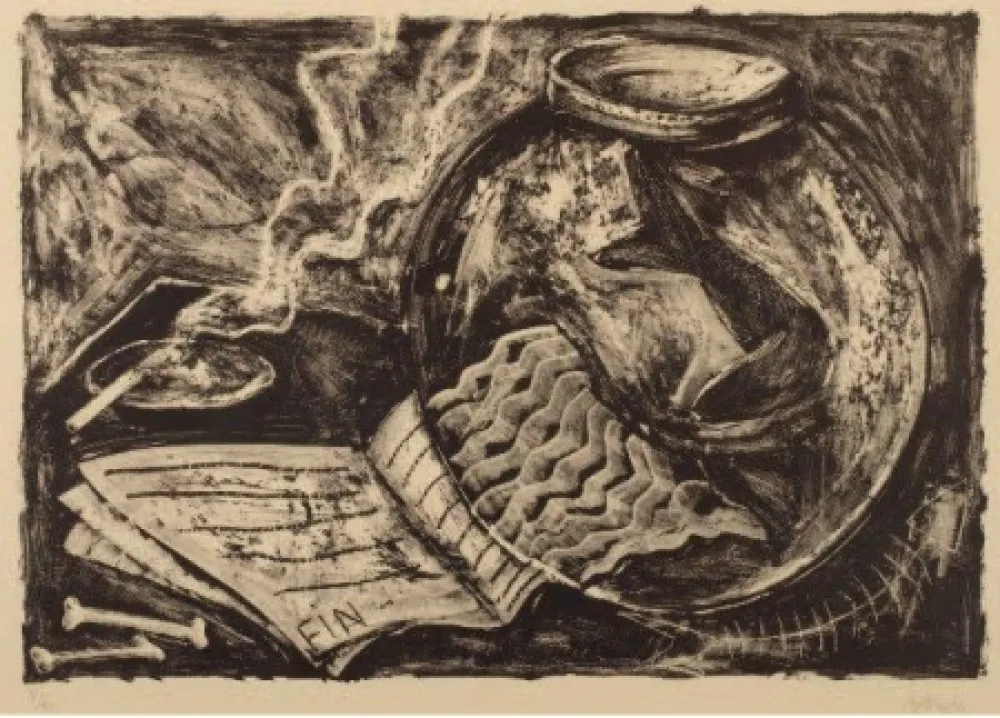 Lithografie Barcelo - Sin título (Pecera y libro)