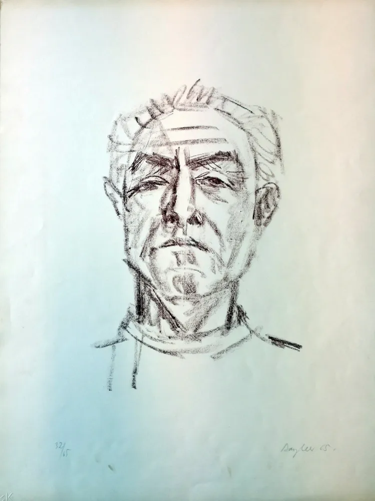 Lithografie Bargheer - Selbstbildnis