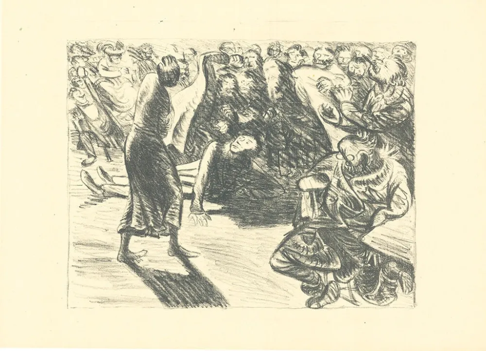 Lithografie Barlach - Das Paar in der Menge 2 (Heiliger, Strohbraut und Lumpensack)