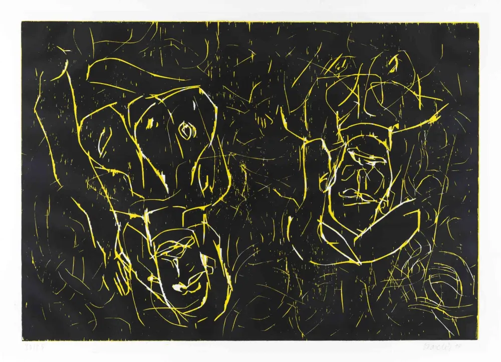 Houtsnede Baselitz - Woman and woman