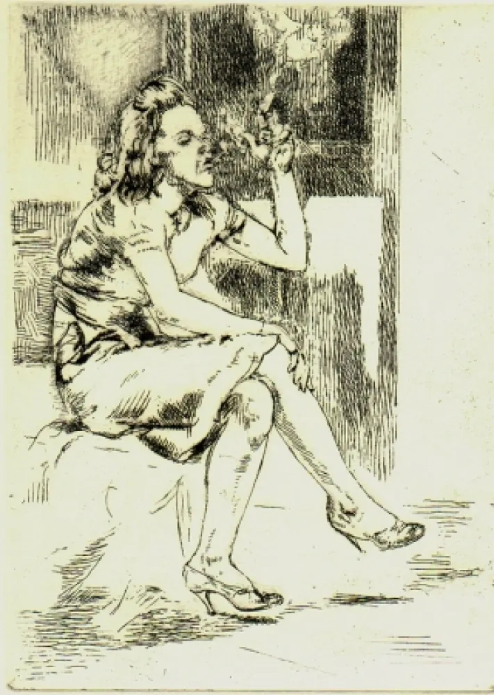 Ets Bishop - Girl Blowing Smoke Rings