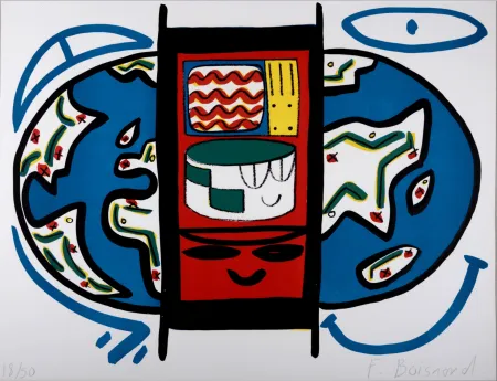 Lithografie Boisrond - Mappemonde, 1984 - Hand-signed