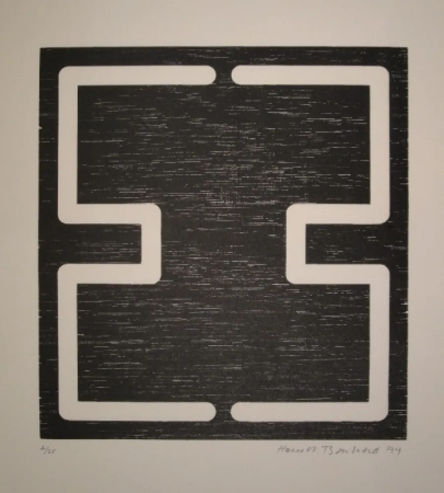 Houtsnede Bosshard - Liegendes H