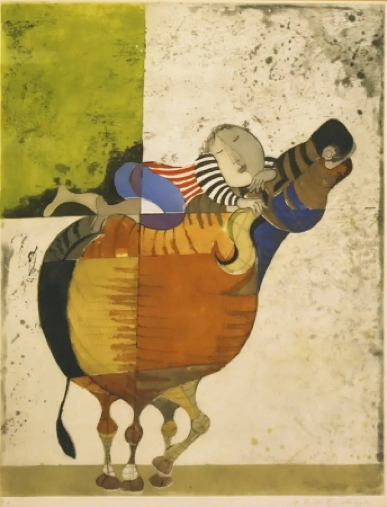 Ets Boulanger - Enfant sur vache