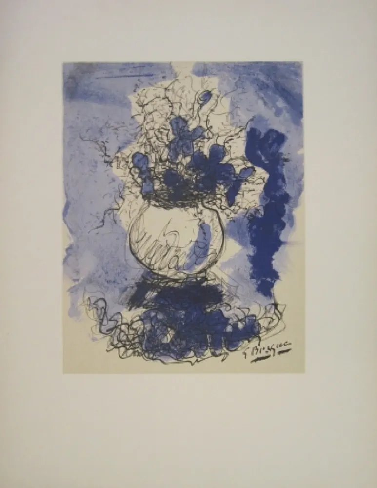 Lithografie Braque - Bouquet de fleurs à l’aquarelle