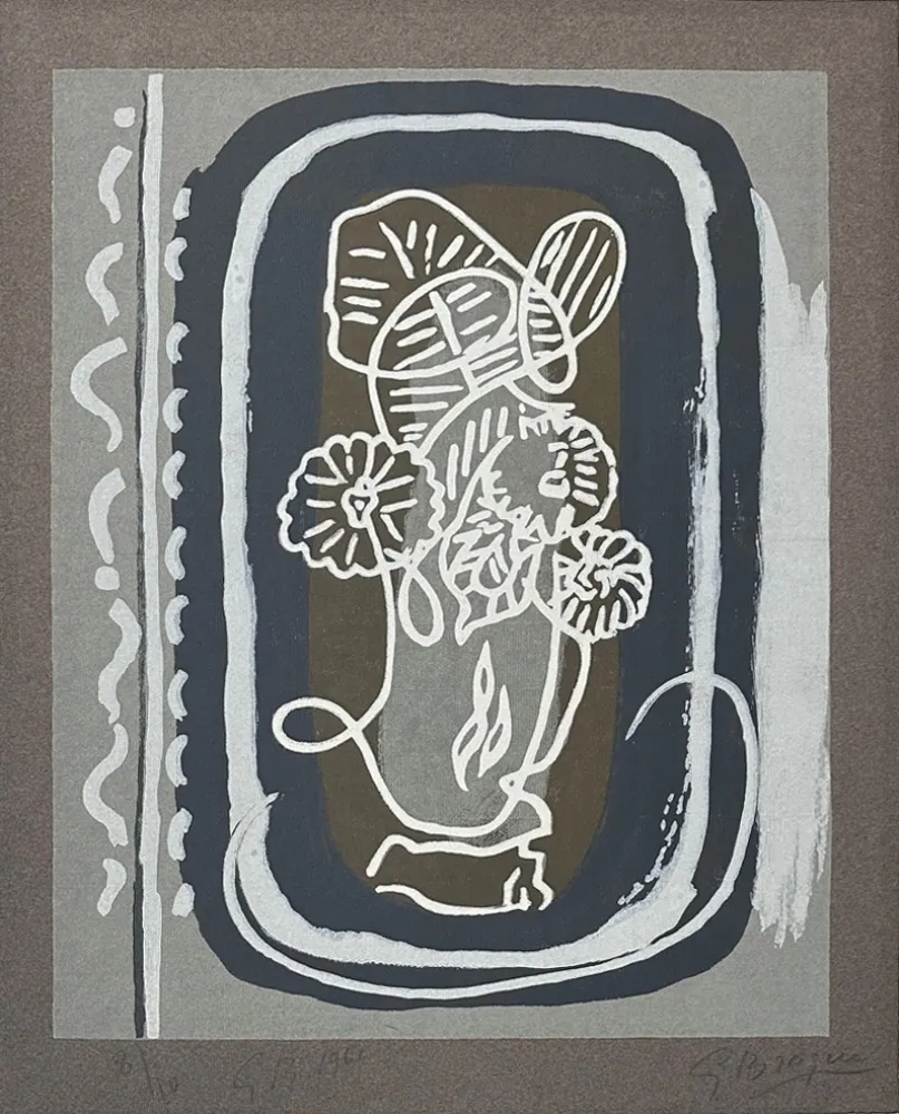 Houtsnede Braque - Fleurs blanches