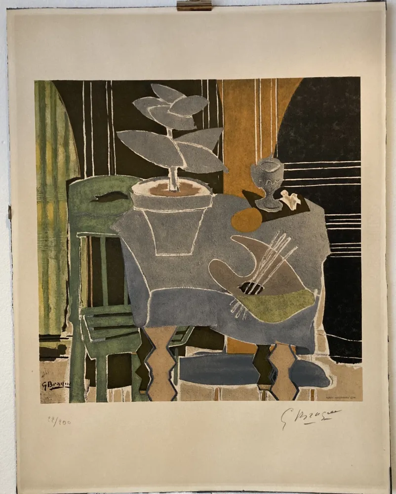 Lithografie Braque - Georges Braque (1882-1963) Nature morte à la palette, 1960. 