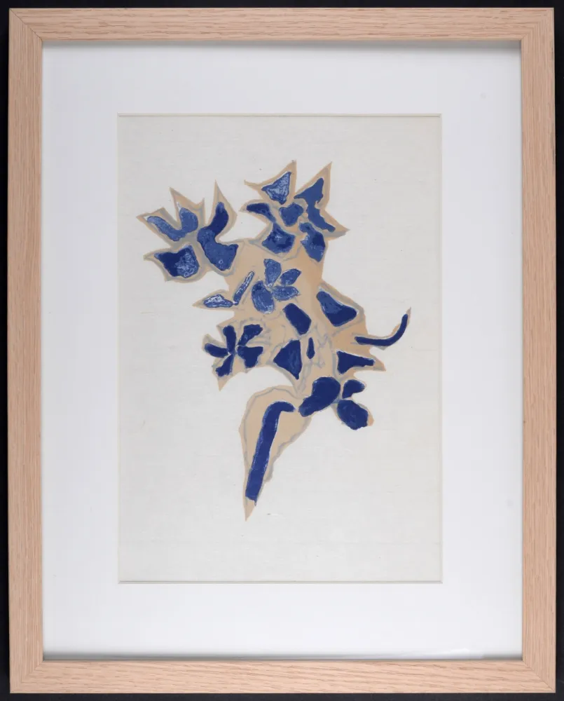 Lithografie Braque - Giroflée bleue, 1963 - Framed