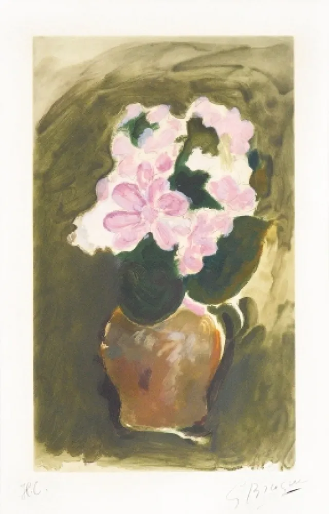 Ets En Aquatint Braque - Les Fleurs Violets (Purple Flowers), c. 1960