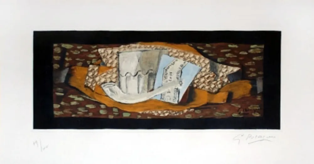 Ets En Aquatint Braque - Nature Morte à la Pipe (Still Life with Pipe), 1959
