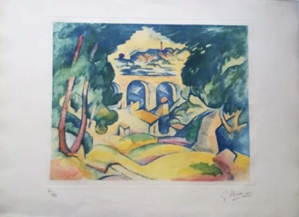 Aquatint Braque - Paysage à l'Estaque (Le Viaduc de l'Estaque)