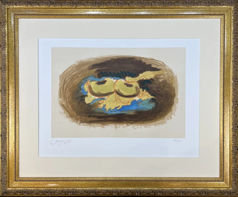 Lithografie Braque - Pommes et feuilles