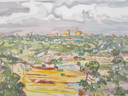 Lithografie Brayer - La Provence,le village