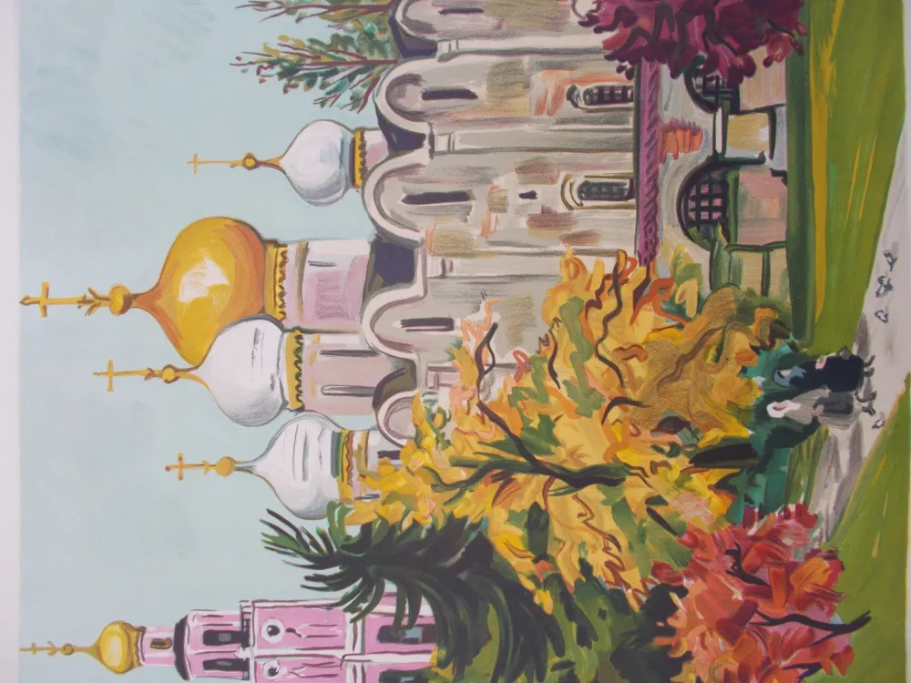 Lithografie Brayer - Les jardins du Kremlin