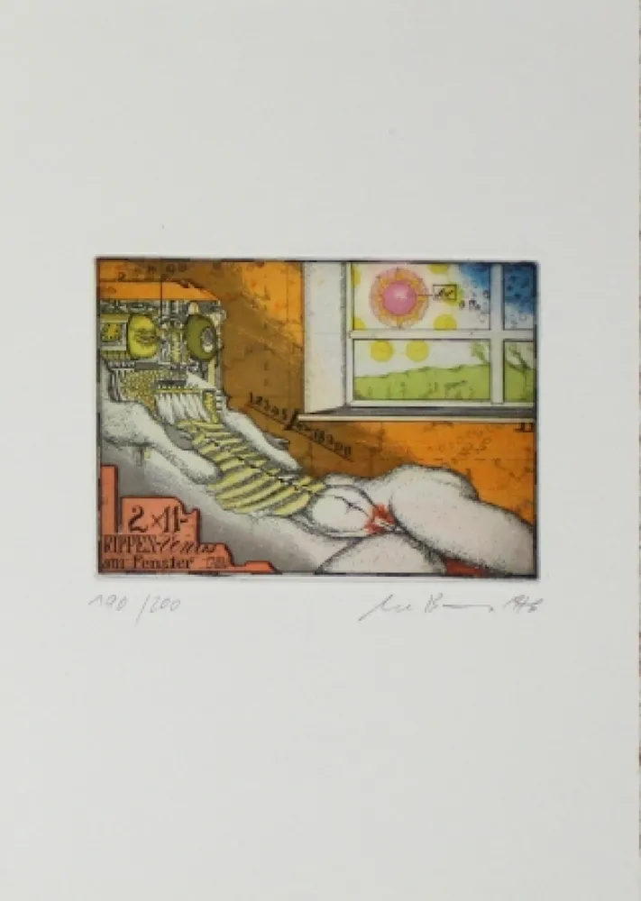 Ets En Aquatint Bremer - Rippenvenus am Fenster