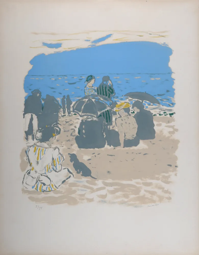 Lithografie Brianchon - Am Strand, c. 1955 -  Hand-signed!