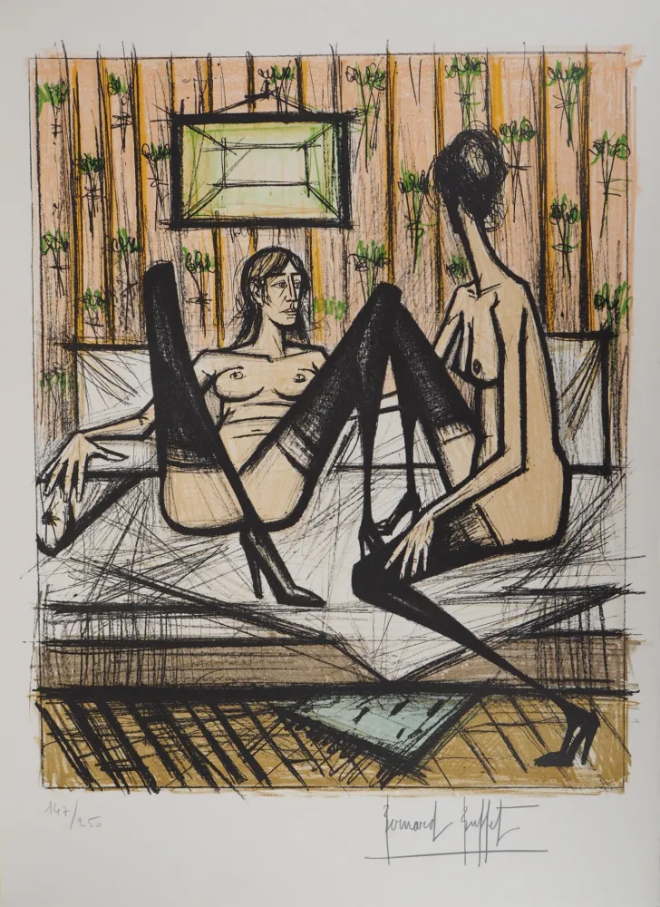 Lithografie Buffet - Deux femmes sur un lit