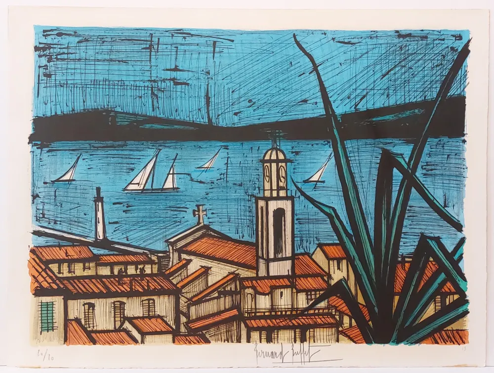 Lithografie Buffet - Les Toits de Saint-Tropez 