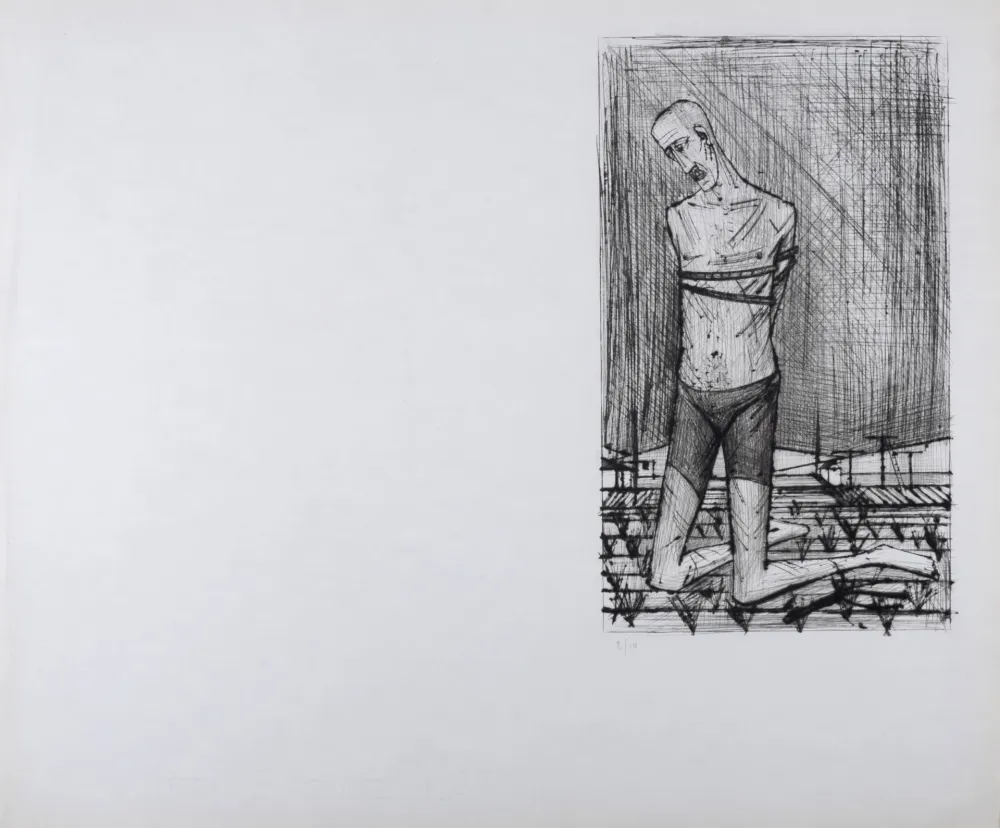 Gravure Buffet - Un genoux, La Passion du Christ 