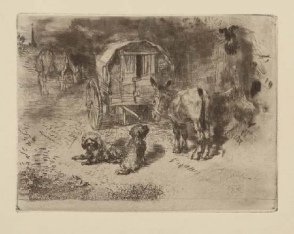 Ets En Aquatint Buhot - Gardiens du logis / Les amis du saltimbanque