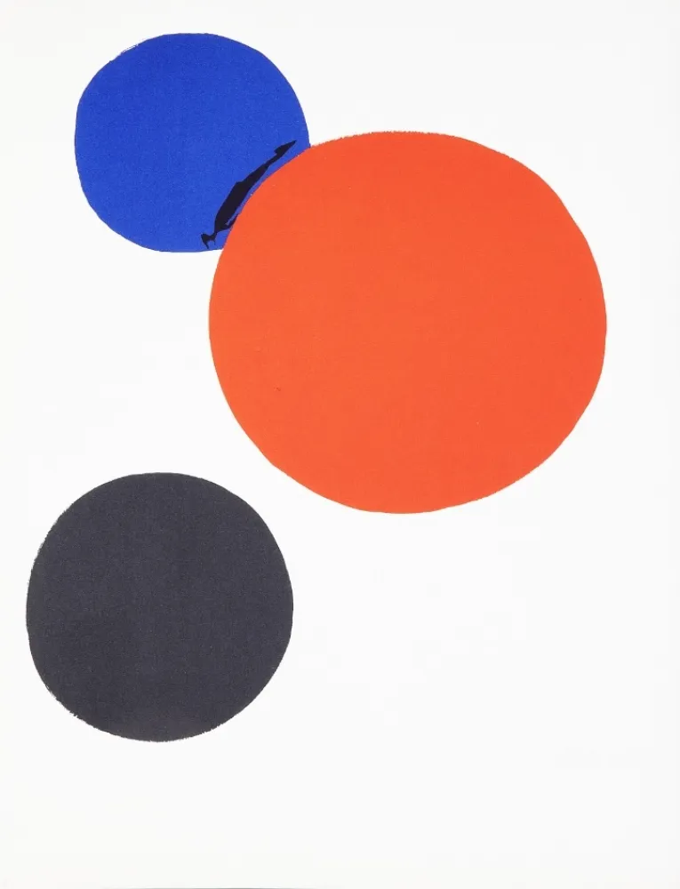 Lithografie Calder - Three Circles Black, Blue and Red