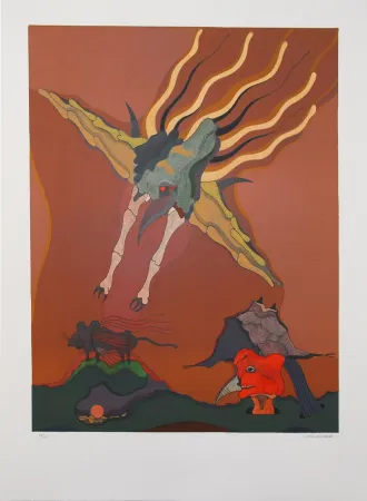 Lithografie Camacho  - Catching Bird