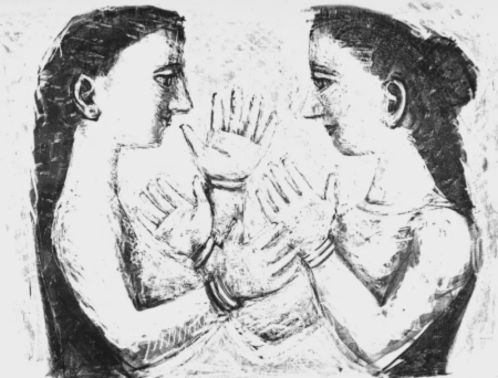 Lithografie Campigli - Gioco con il filo