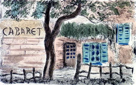 Lithografie Cascella - Cabaret Lapin Agil a Montmartre