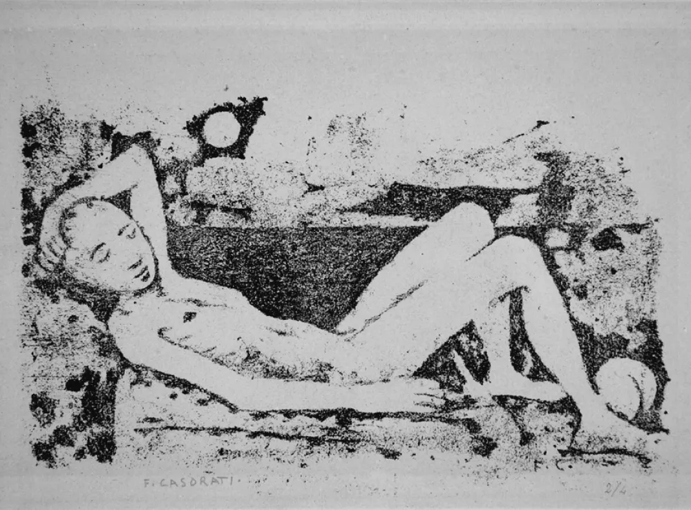 Lithografie Casorati - Donna Sdraiata