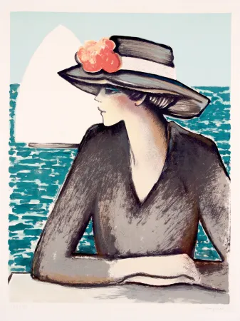 Lithografie Cassigneul  - The white sailing boat