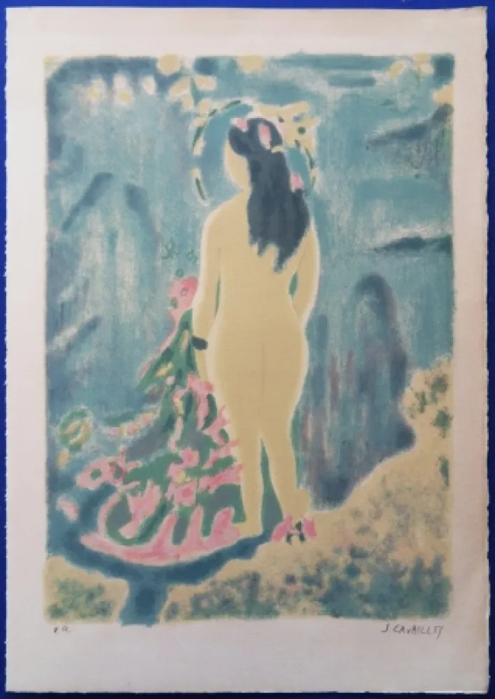 Lithografie Cavailles - La Baigneuse