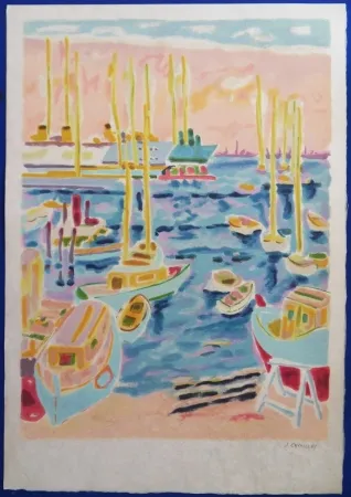 Lithografie Cavailles - Le port de Cannes