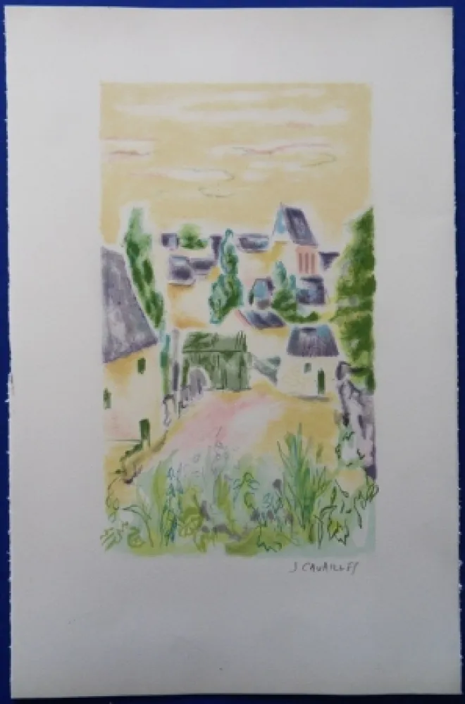 Lithografie Cavailles - Village en Provence