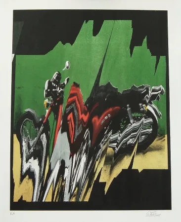 Lithografie Cesar - La moto éclatée